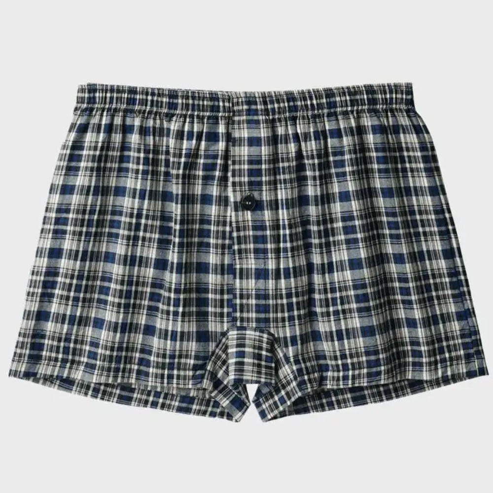 BRAND NEW Motel Women's plaid boxer sleep shorts size small - xs navy and green